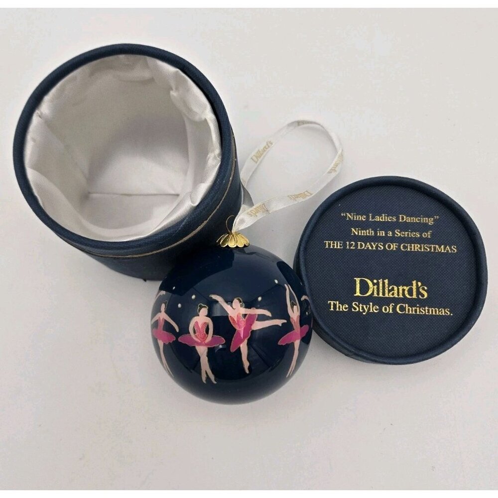 2015 Dillards Nine Ladies Dancing Hand Painted Ornament 3 1/4 Inch Christmas 12‎